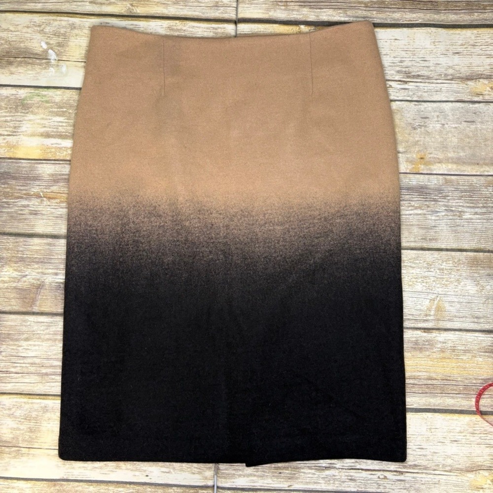 Anne‎ Klein Tan Black Ombre Minimalist Neutral Career Office Pencil Skirt Sz M